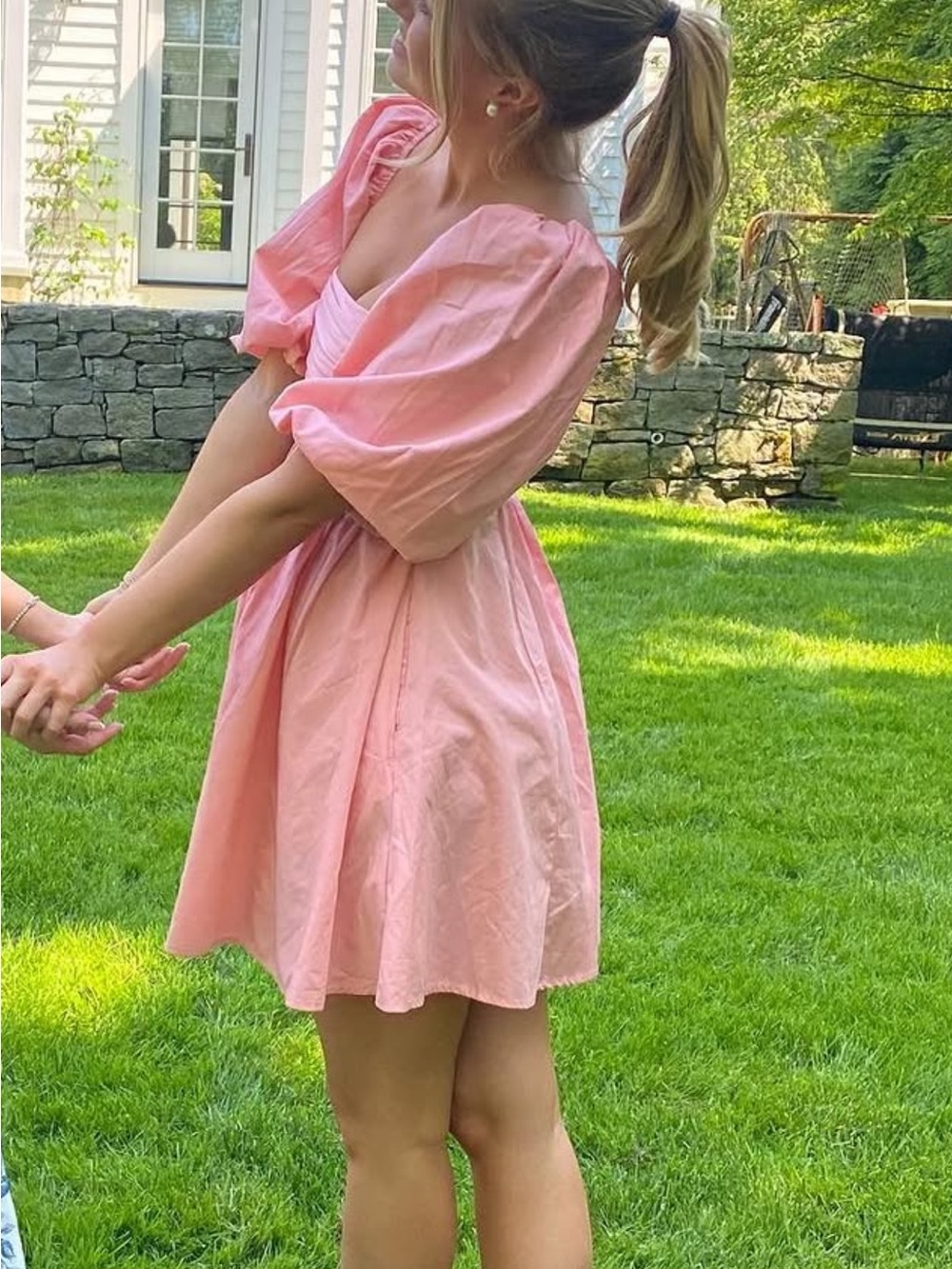 Pink Puff Sleeve Kids Dress